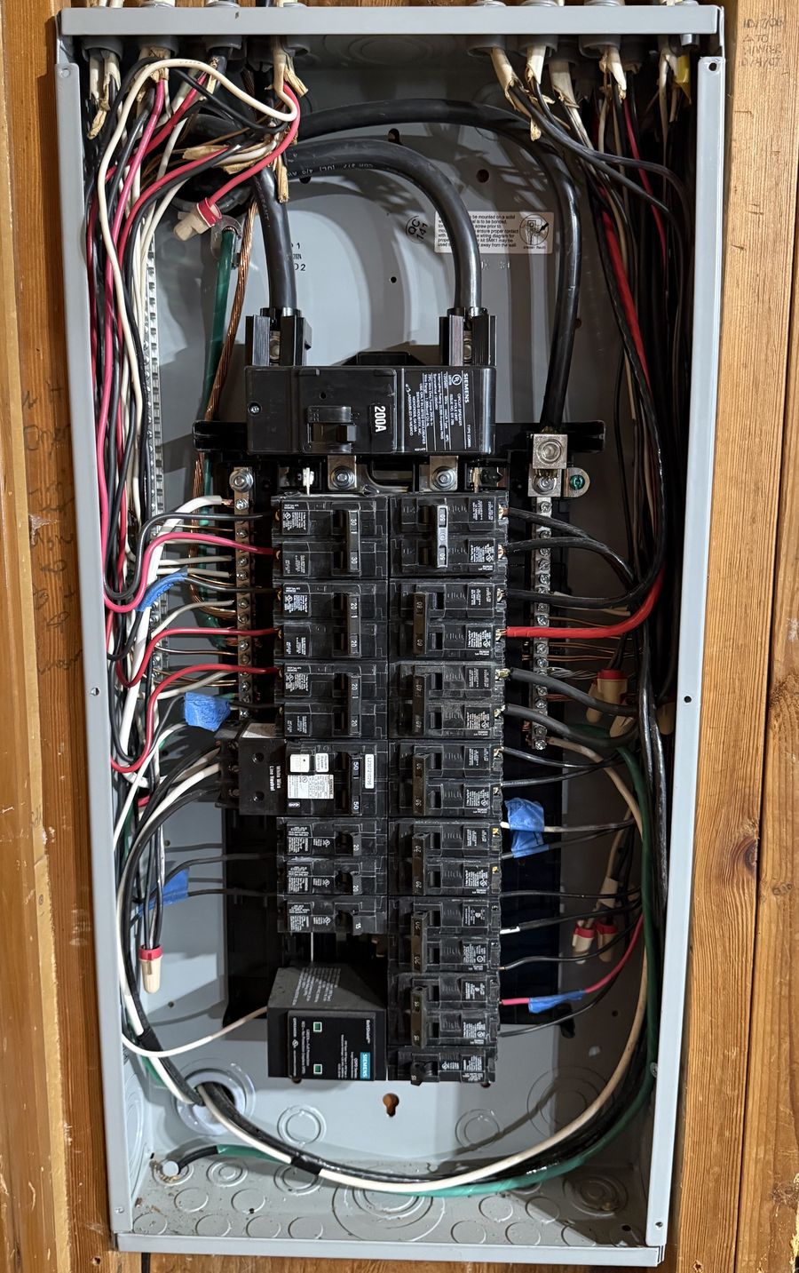 Newly installed electrical panel with neatly routed circuits